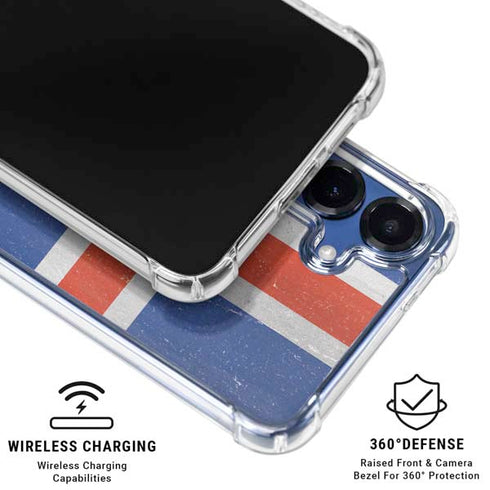 Iceland Flag Distressed Galaxy S25 Clear Case